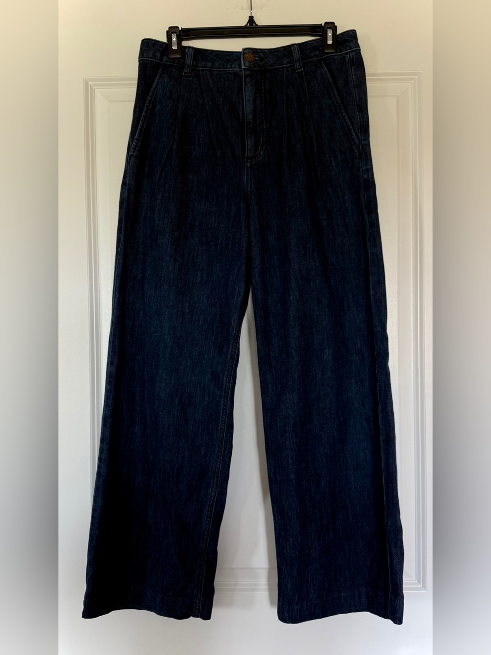 J. Crew Indigo Pleated Wide-Leg Denim Jeans